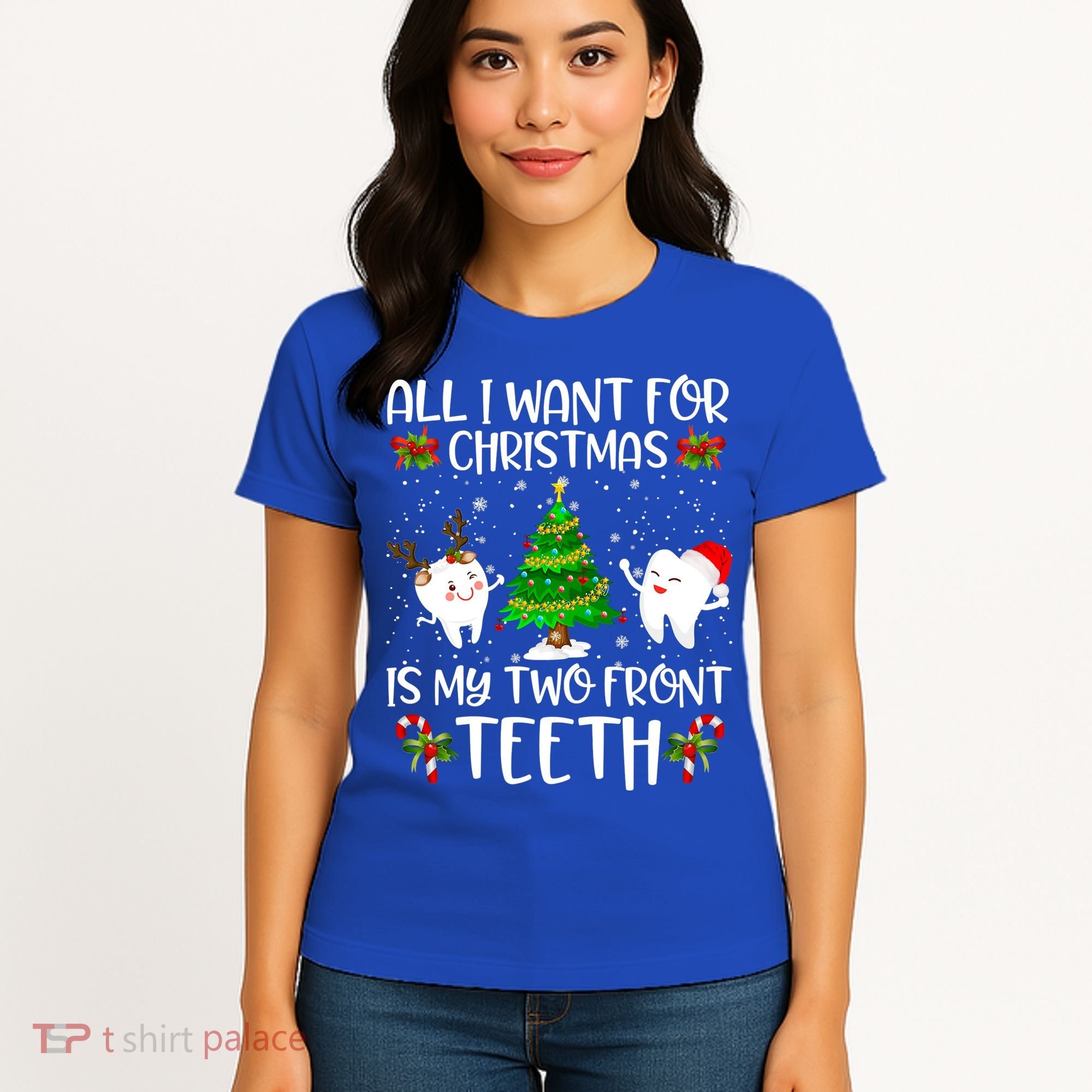 All I Want For Christmas Is My Two Front Teeth Funny Gift Women's T-Shirt