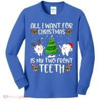 All I Want For Christmas Is My Two Front Teeth Funny Gift Kids Long Sleeve Shirt thumb 0
