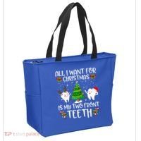 All I Want For Christmas Is My Two Front Teeth Funny Gift Tote Bag thumb 2