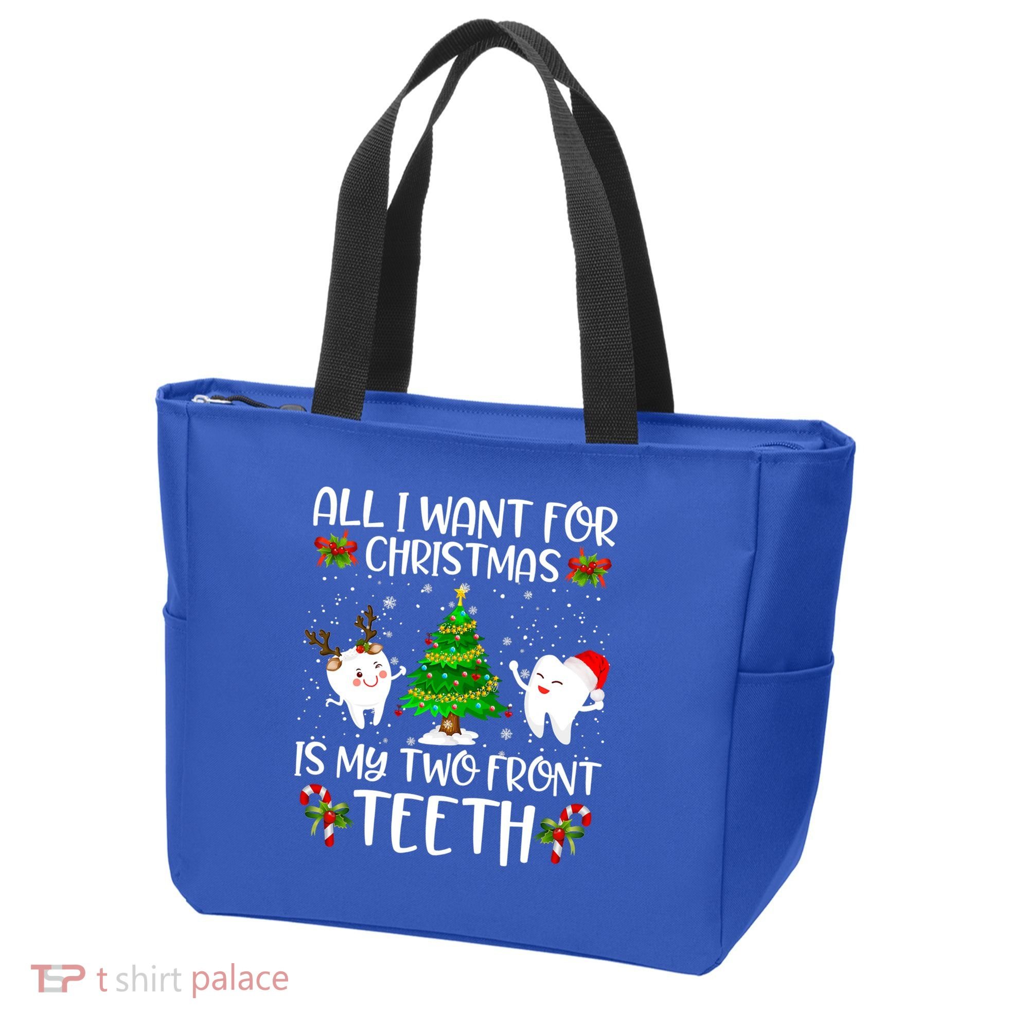 All I Want For Christmas Is My Two Front Teeth Funny Gift Tote Bag