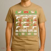All I Want Is More Guns Collector Hunting Ugly Christmas T-Shirt thumb 3