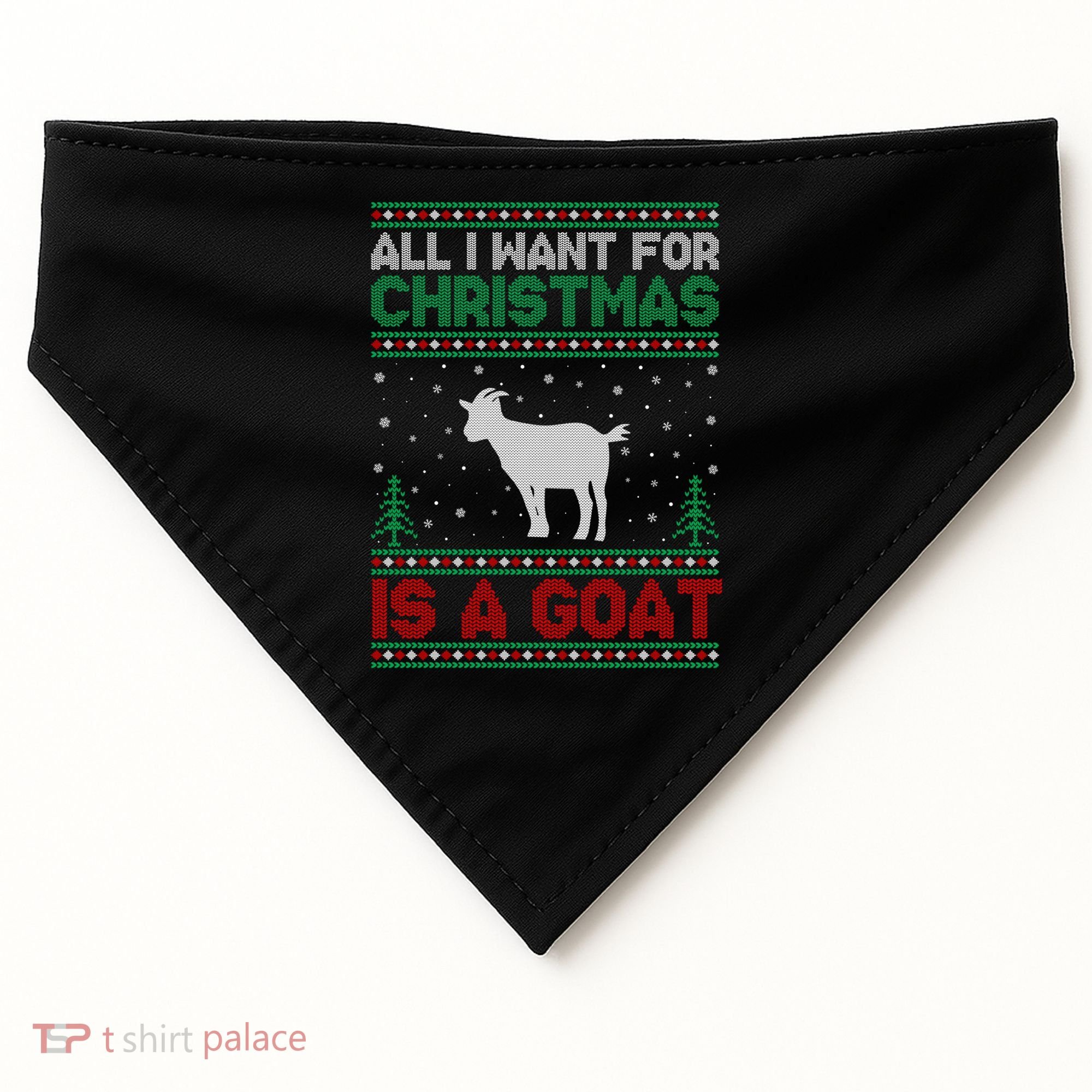 All I Want For Xmas Is A Goat Ugly Christmas Gift USA-Made Doggie Bandana