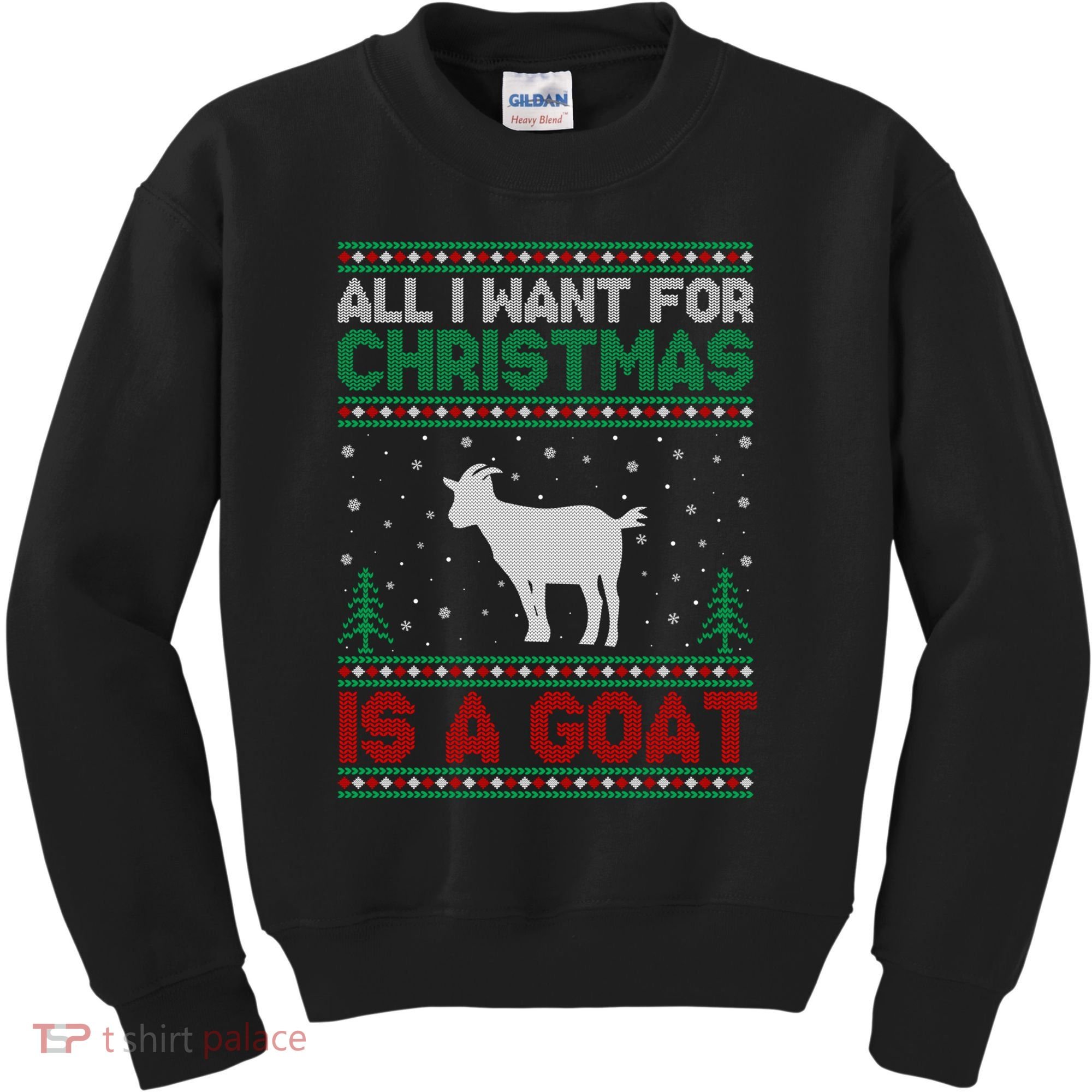 All I Want For Xmas Is A Goat Ugly Christmas Gift Kids Sweatshirt