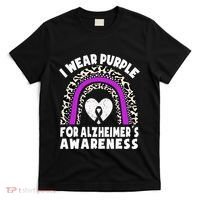 Alzheimers I Wear Purple For Alzheimers Awareness Rainbow T-Shirt thumb 0