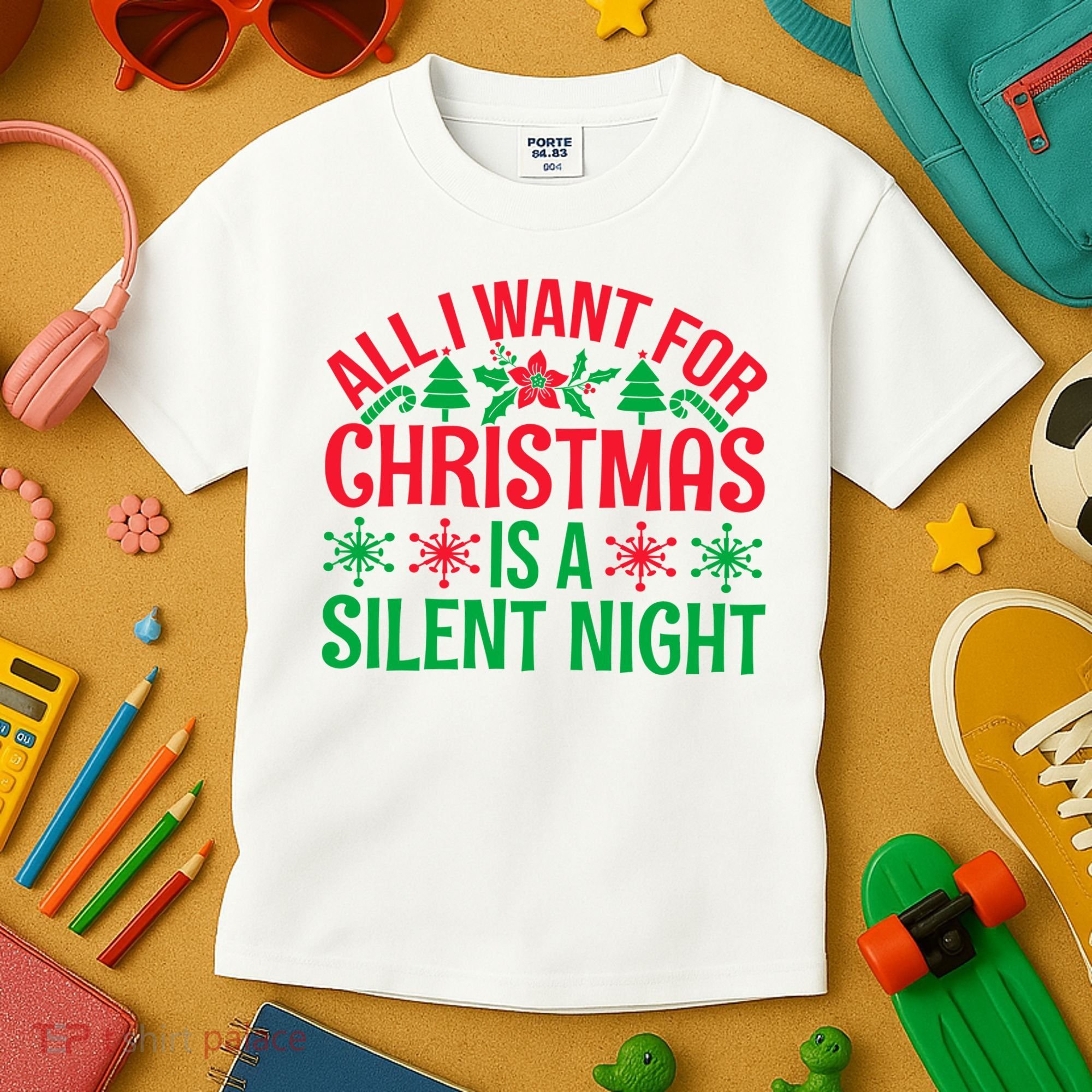 All I Want For Christmas Is A Silent Night Kids T-Shirt