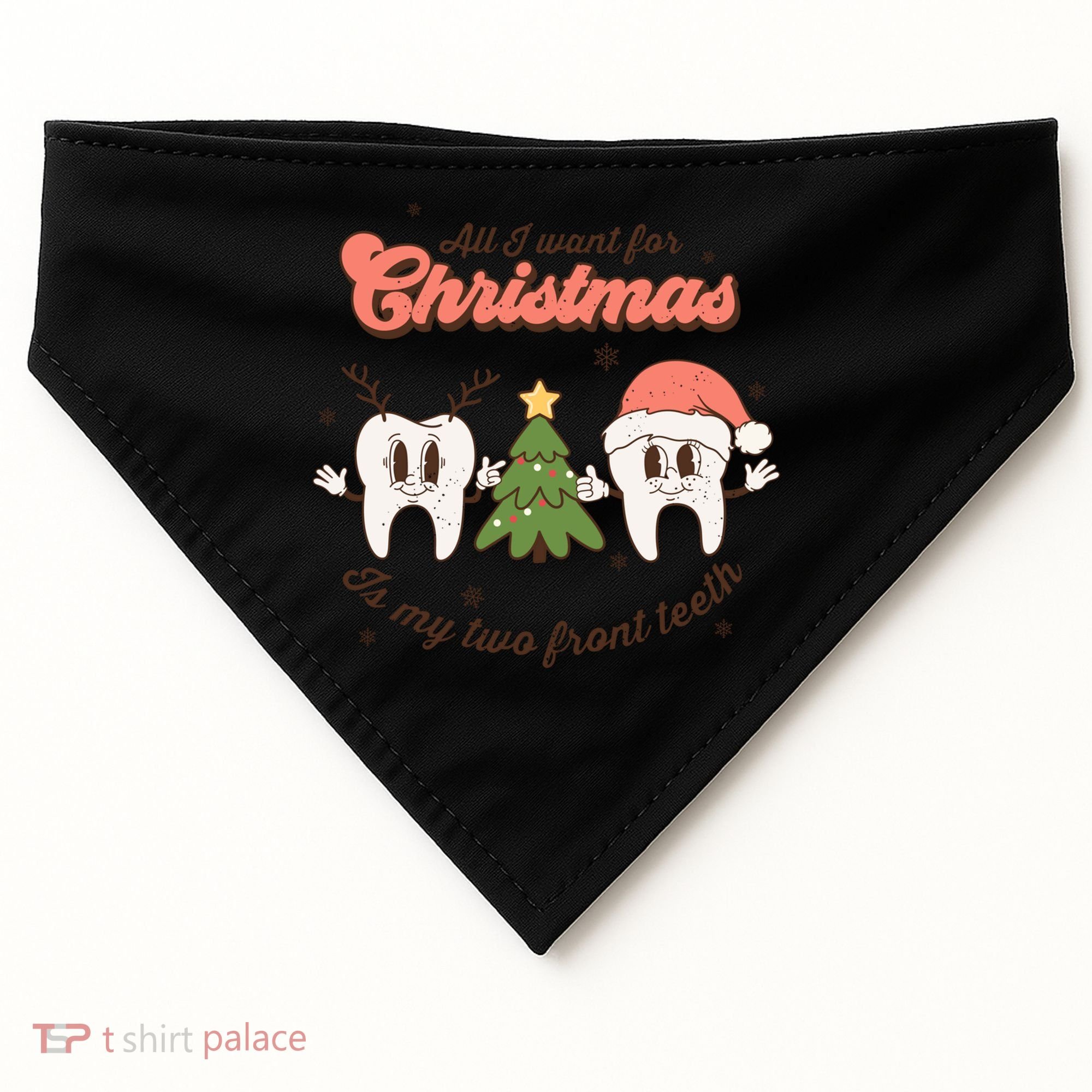 All I Want For Christmas Is My Two Front Teeth Xmas Tree Funny Gift USA-Made Doggie Bandana