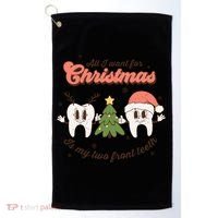 All I Want For Christmas Is My Two Front Teeth Xmas Tree Funny Gift Golf Towel thumb 0