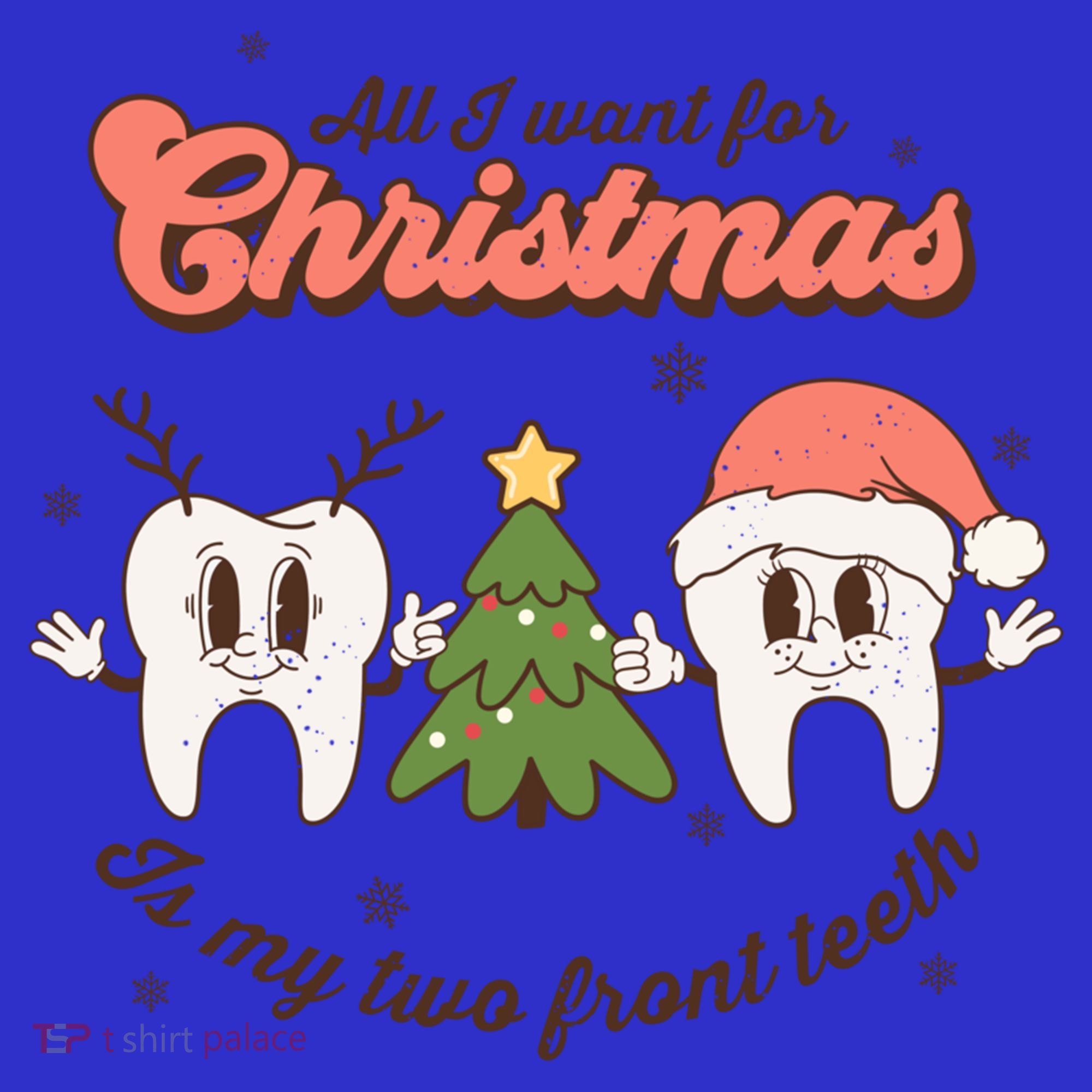 All I Want For Christmas Is My Two Front Teeth Xmas Tree Funny Gift Long Sleeve Shirt