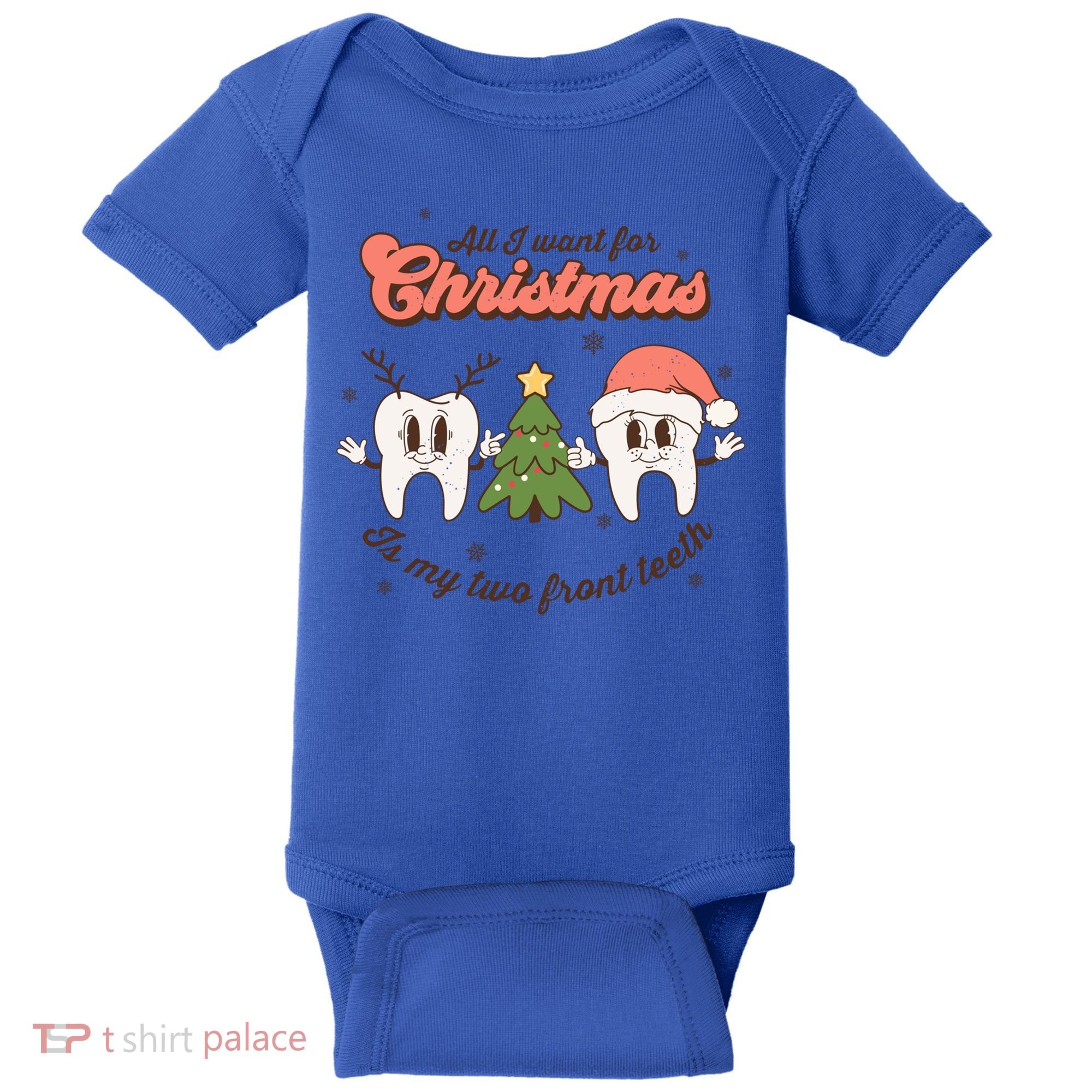 All I Want For Christmas Is My Two Front Teeth Xmas Tree Funny Gift Baby Bodysuit