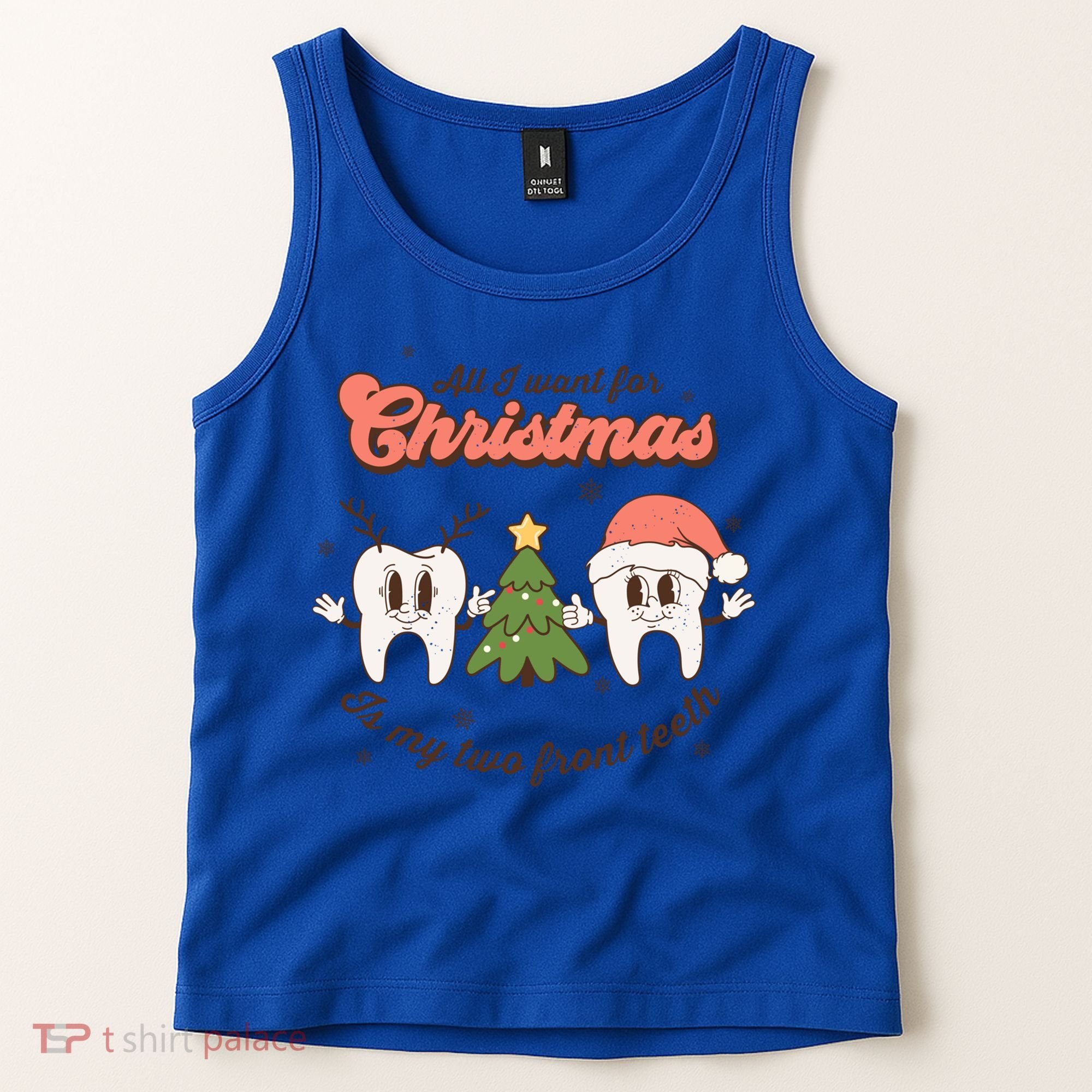 All I Want For Christmas Is My Two Front Teeth Xmas Tree Funny Gift Tank Top