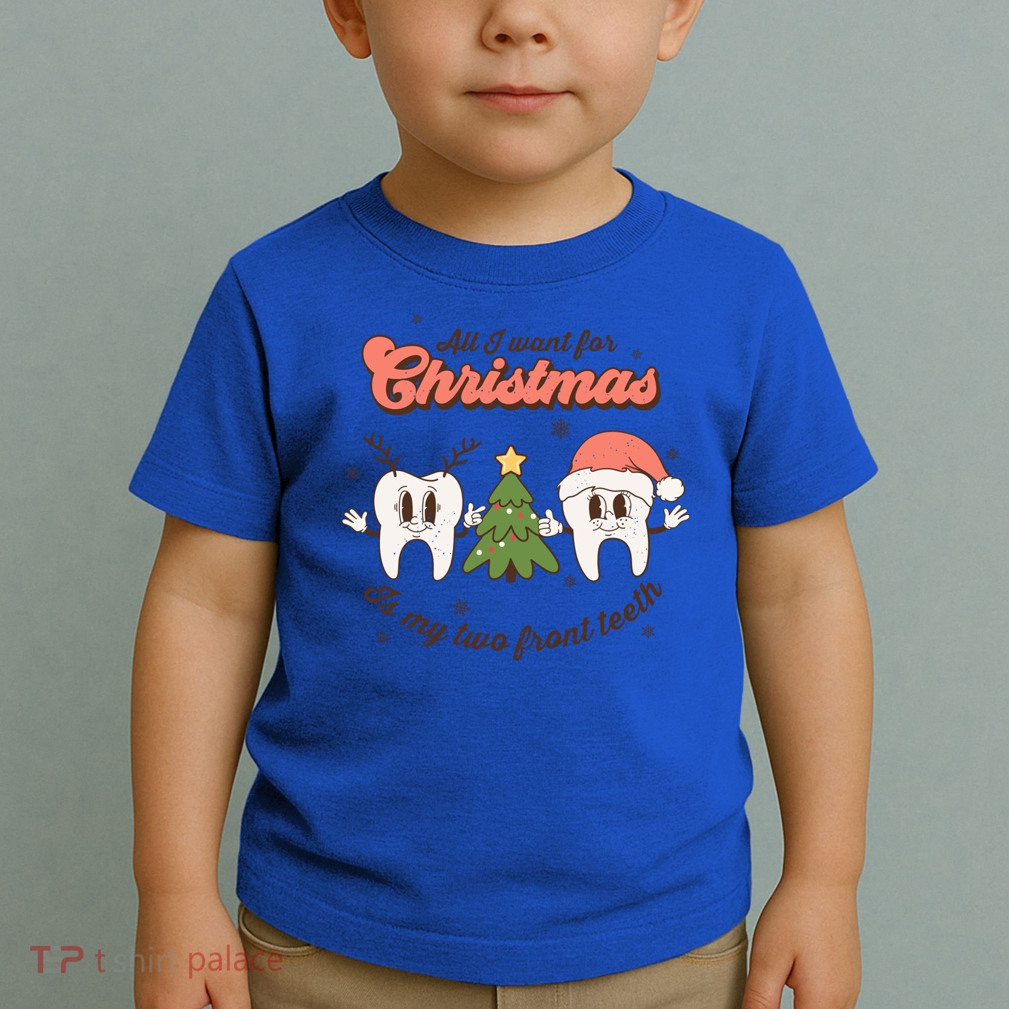 All I Want For Christmas Is My Two Front Teeth Xmas Tree Funny Gift Toddler T-Shirt