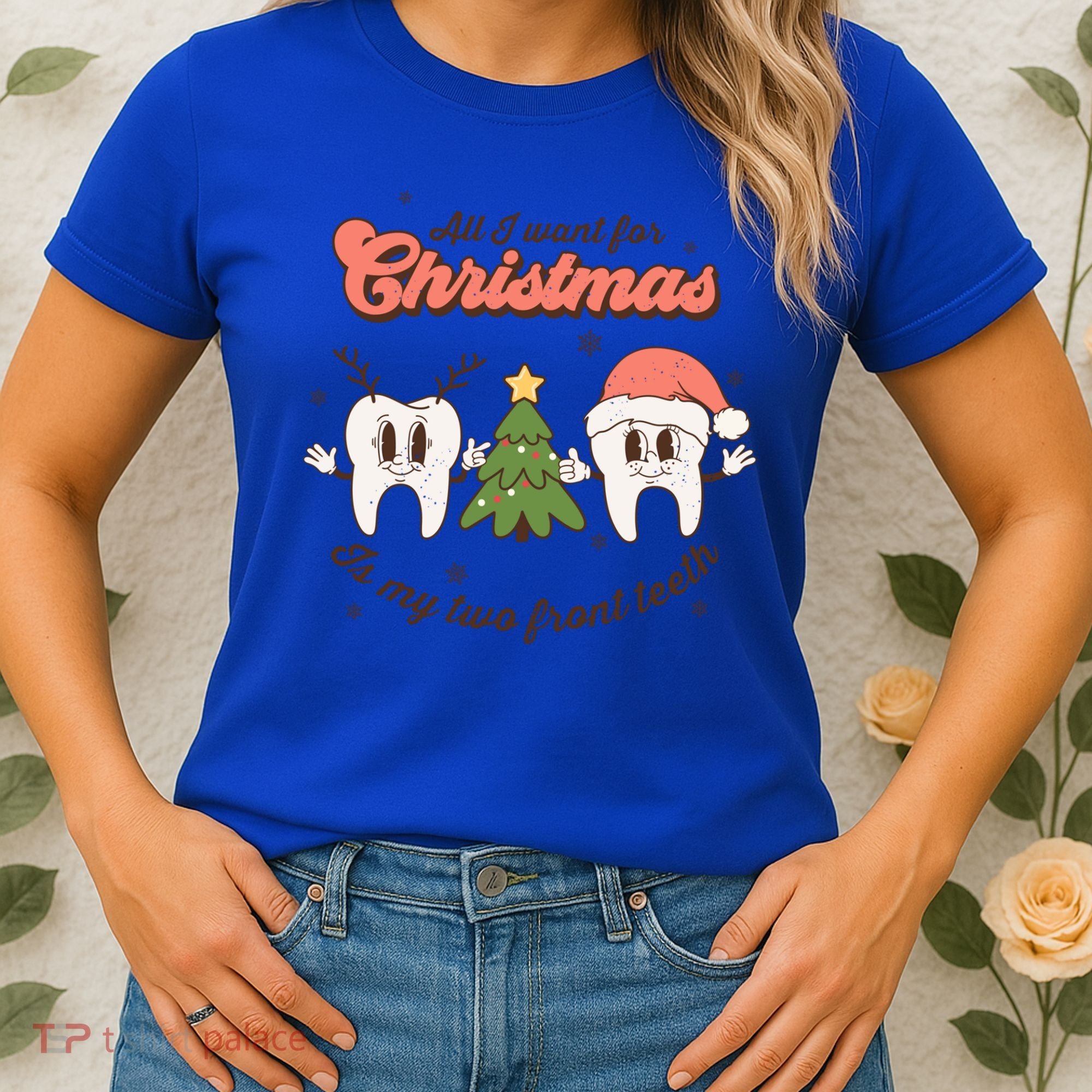 All I Want For Christmas Is My Two Front Teeth Xmas Tree Funny Gift Women's T-Shirt