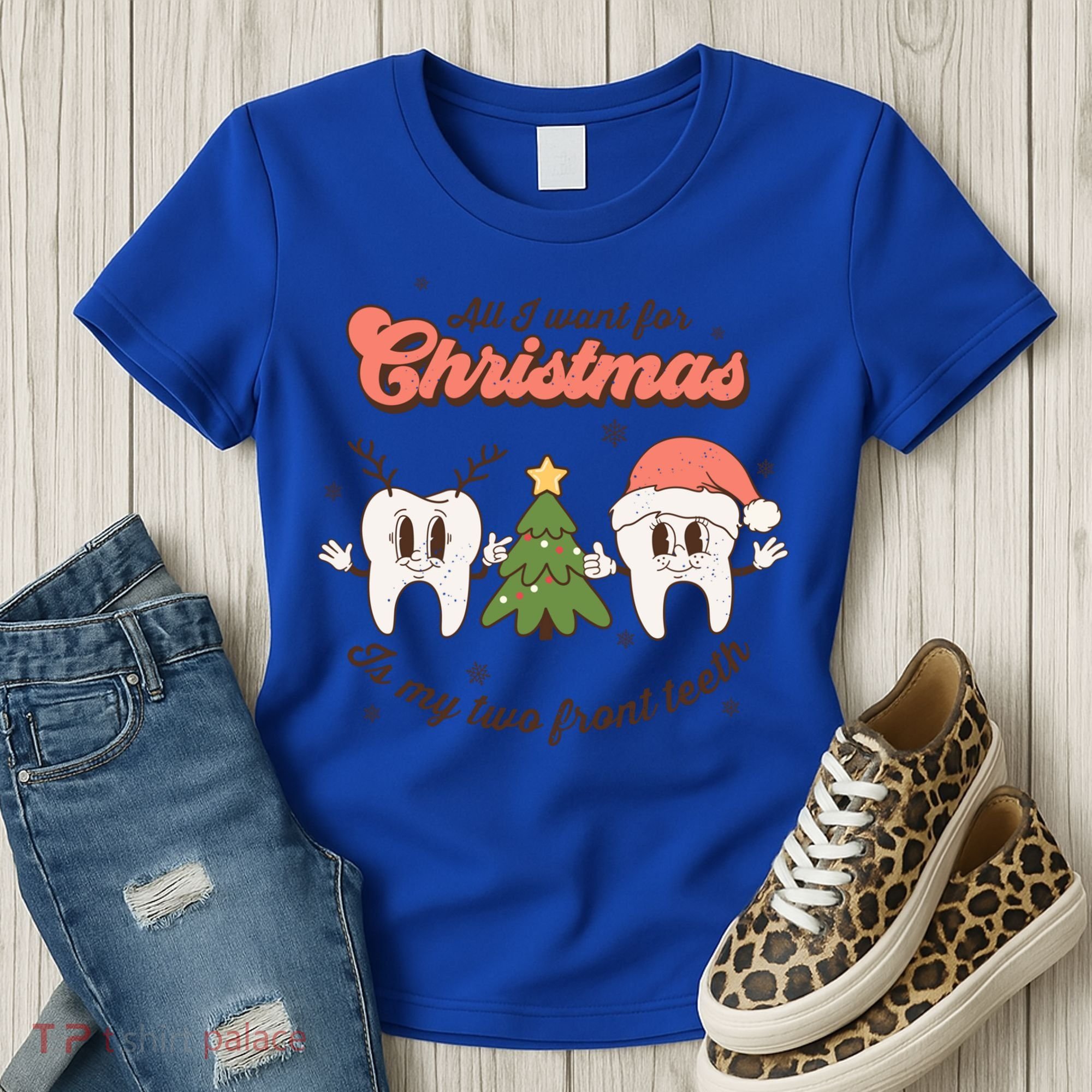 All I Want For Christmas Is My Two Front Teeth Xmas Tree Funny Gift Women's T-Shirt