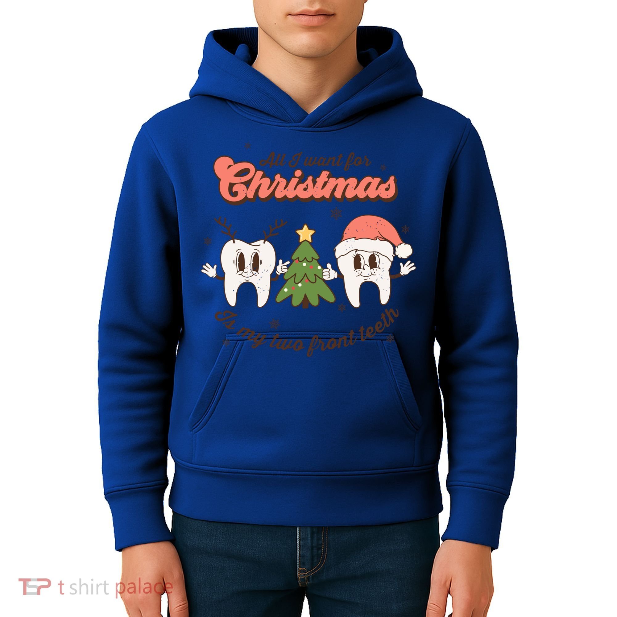 All I Want For Christmas Is My Two Front Teeth Xmas Tree Funny Gift Kids Hoodie