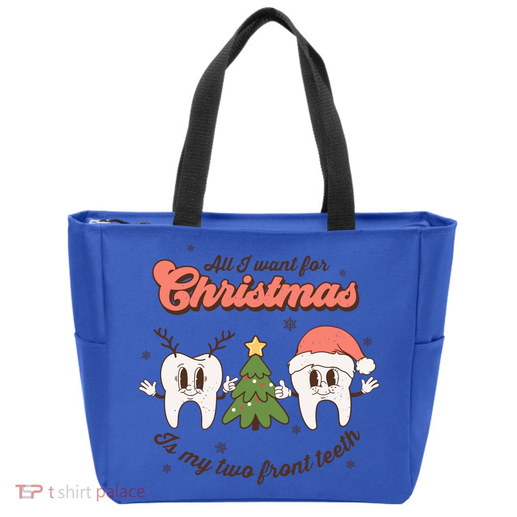 All I Want For Christmas Is My Two Front Teeth Xmas Tree Funny Gift Tote Bag