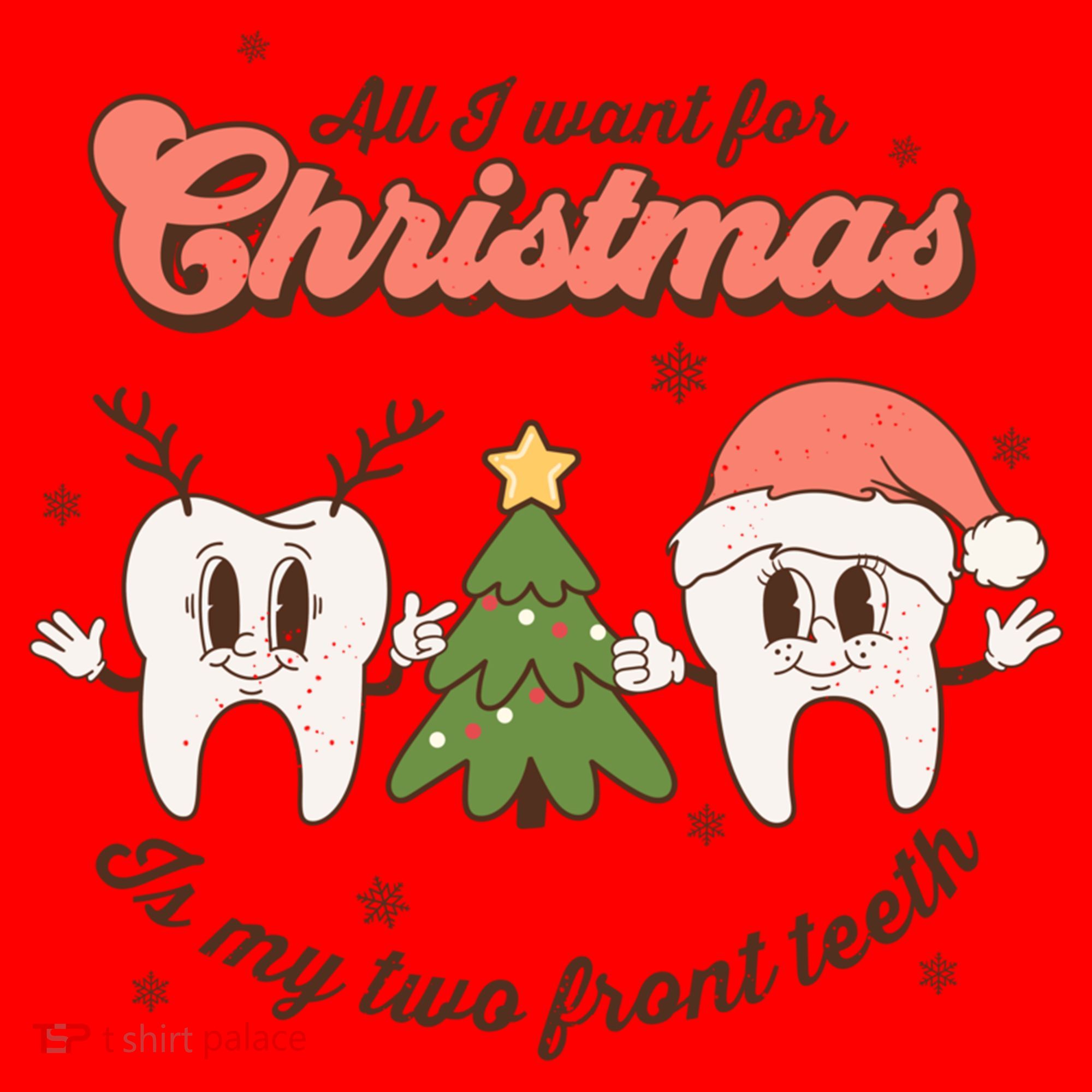 All I Want For Christmas Is My Two Front Teeth Xmas Tree Funny Gift Santa Hat