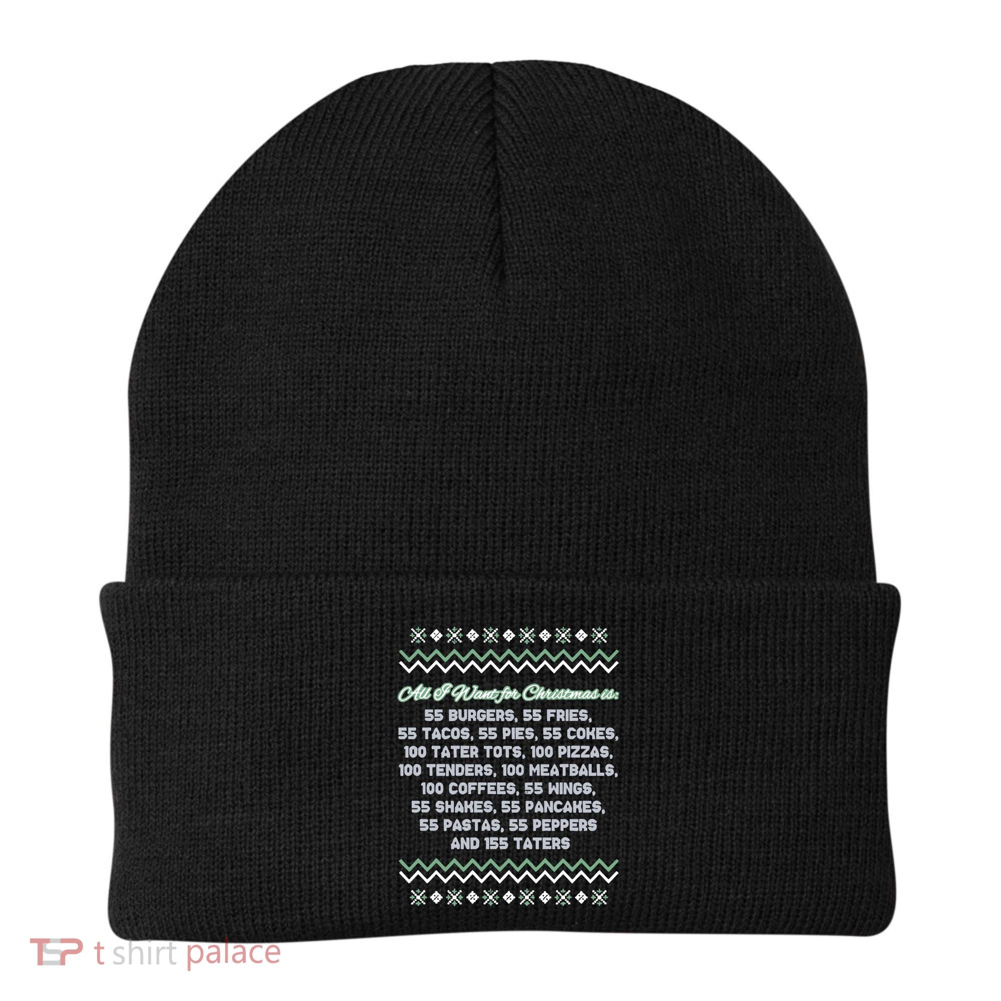 All I Want For Christmas Is 55 Burgers Tacky Sweater Beanie