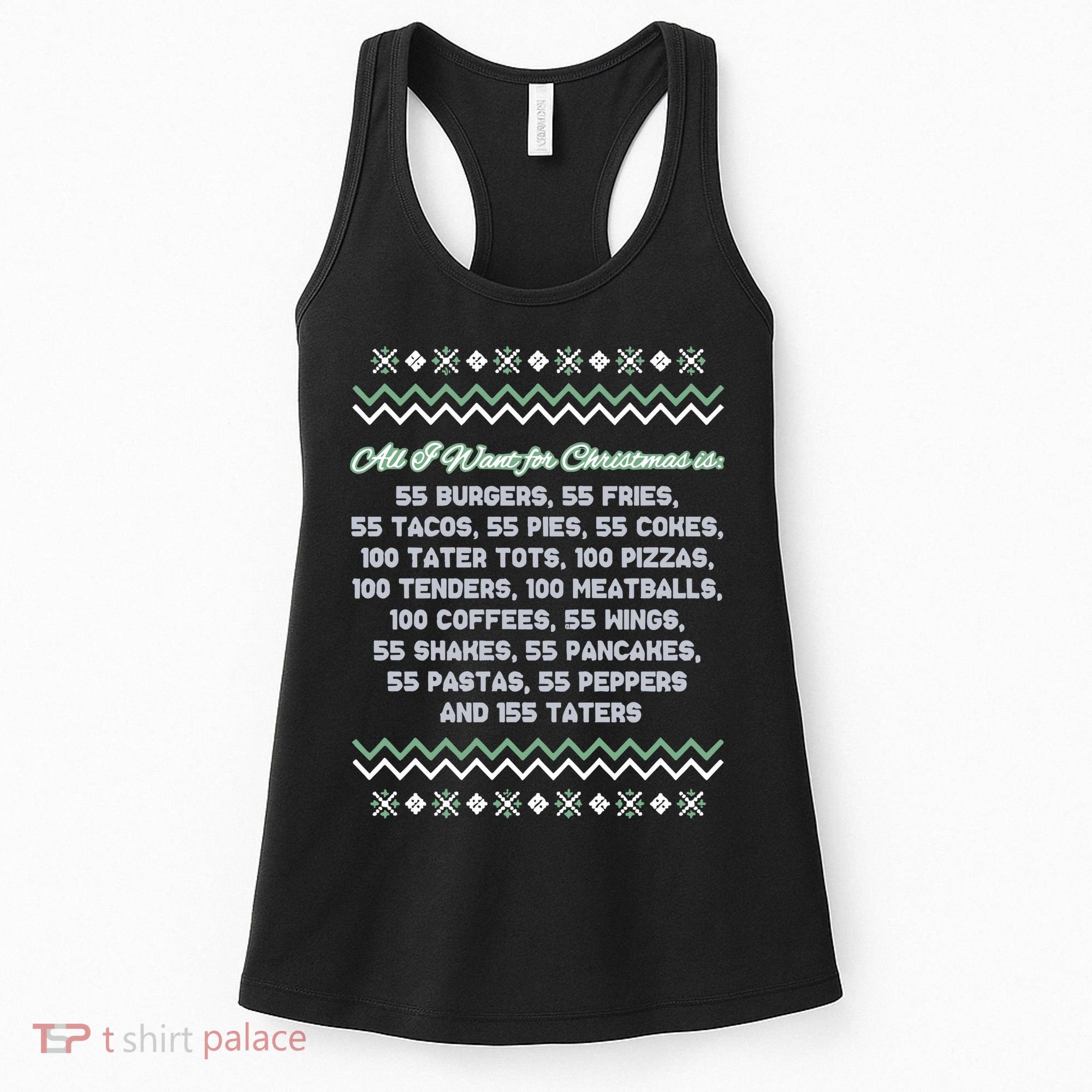 All I Want For Christmas Is 55 Burgers Tacky Sweater Women's Tank Top