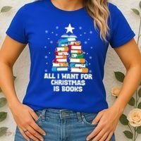 All I Want For Christmas Is Books Xmas Book Reader Reading Gift Women's T-Shirt thumb 2