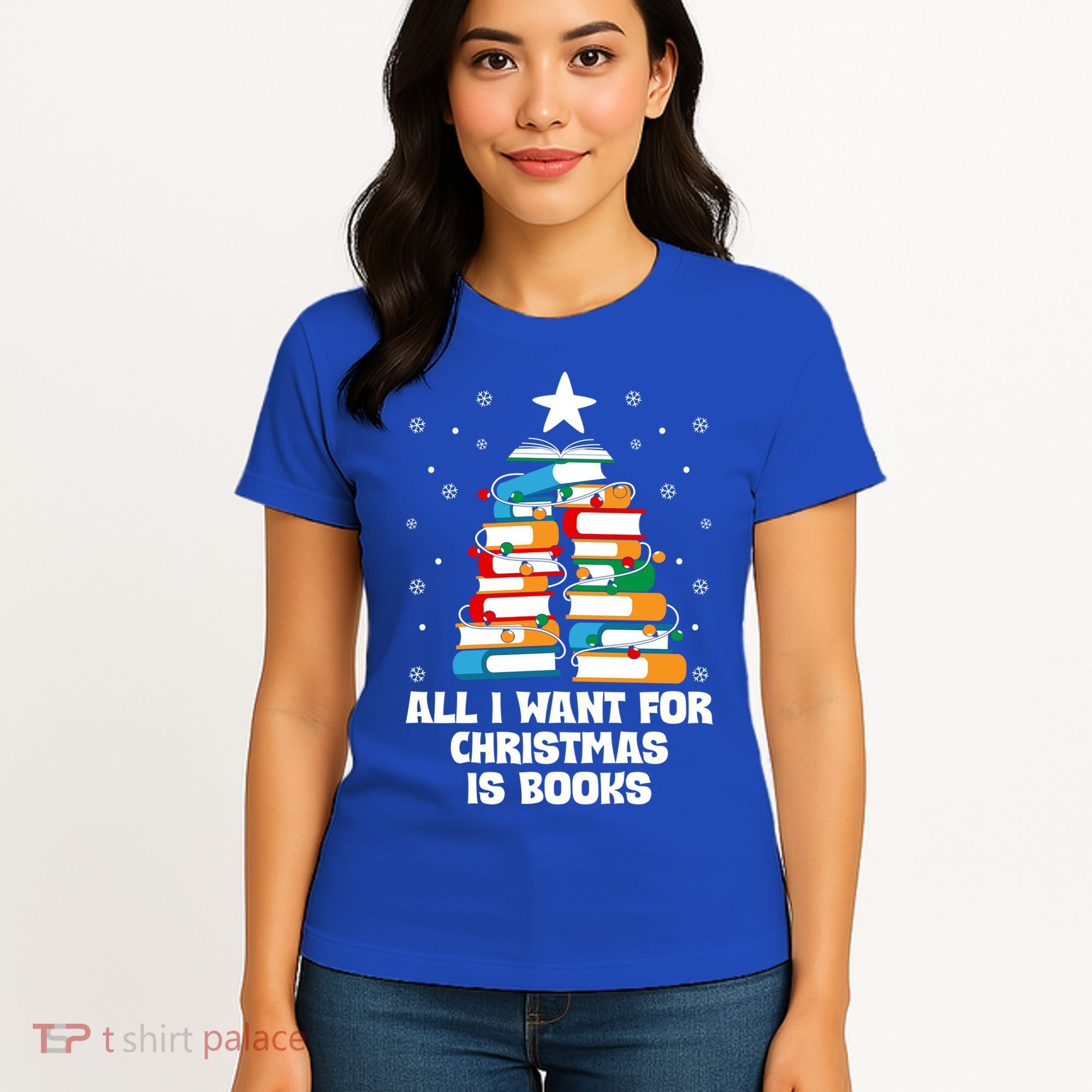 All I Want For Christmas Is Books Xmas Book Reader Reading Gift Women's T-Shirt