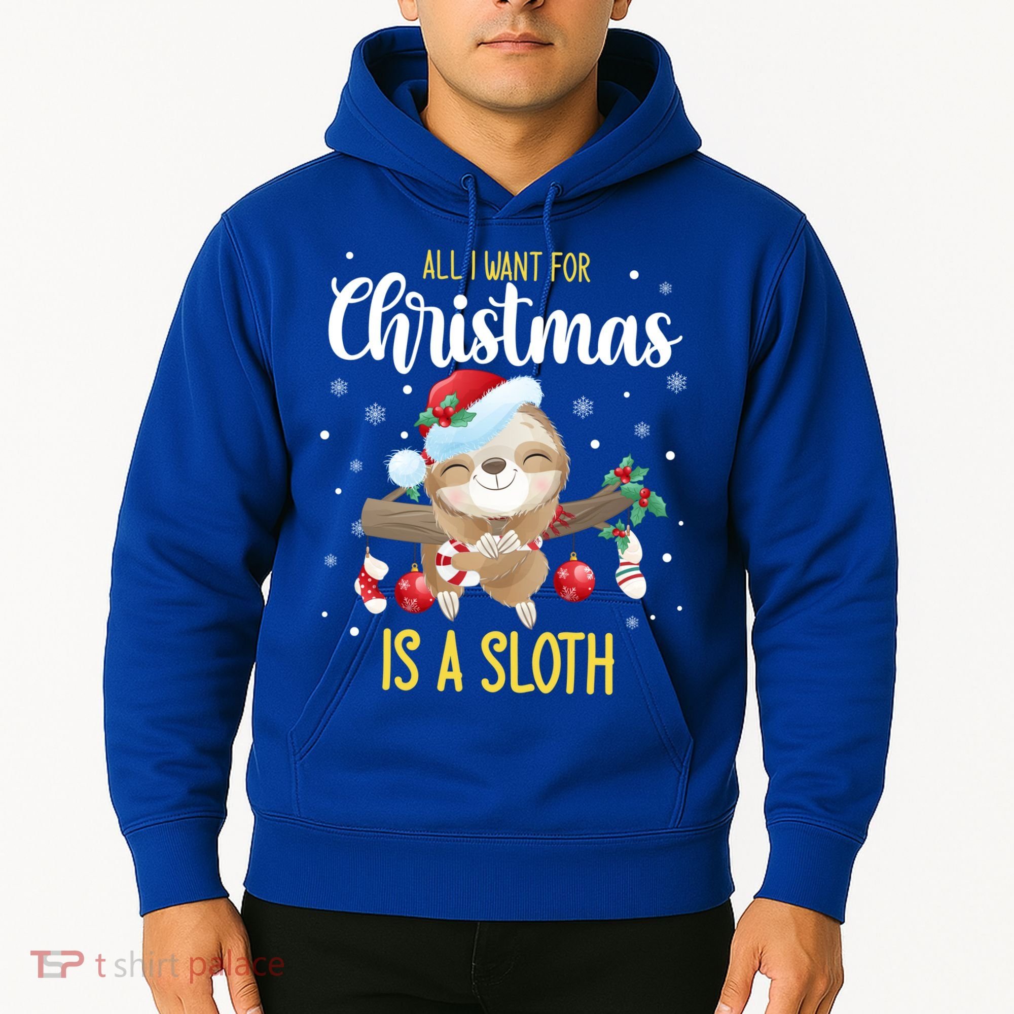 All I Want For Christmas Is A Sloth Funny Sleeping Sloth Gift Hoodie