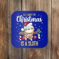 All I Want For Christmas Is A Sloth Funny Sleeping Sloth Gift Coaster thumb 0