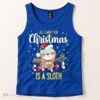 All I Want For Christmas Is A Sloth Funny Sleeping Sloth Gift Tank Top thumb 2