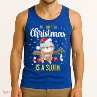 All I Want For Christmas Is A Sloth Funny Sleeping Sloth Gift Tank Top thumb 3