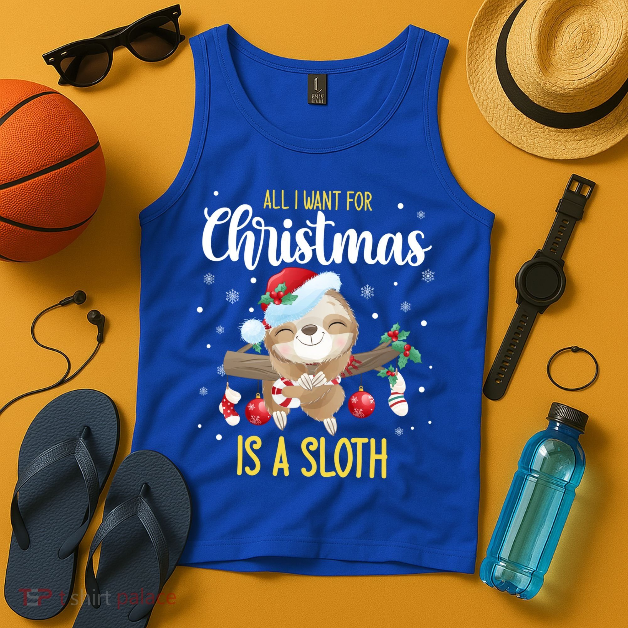 All I Want For Christmas Is A Sloth Funny Sleeping Sloth Gift Tank Top