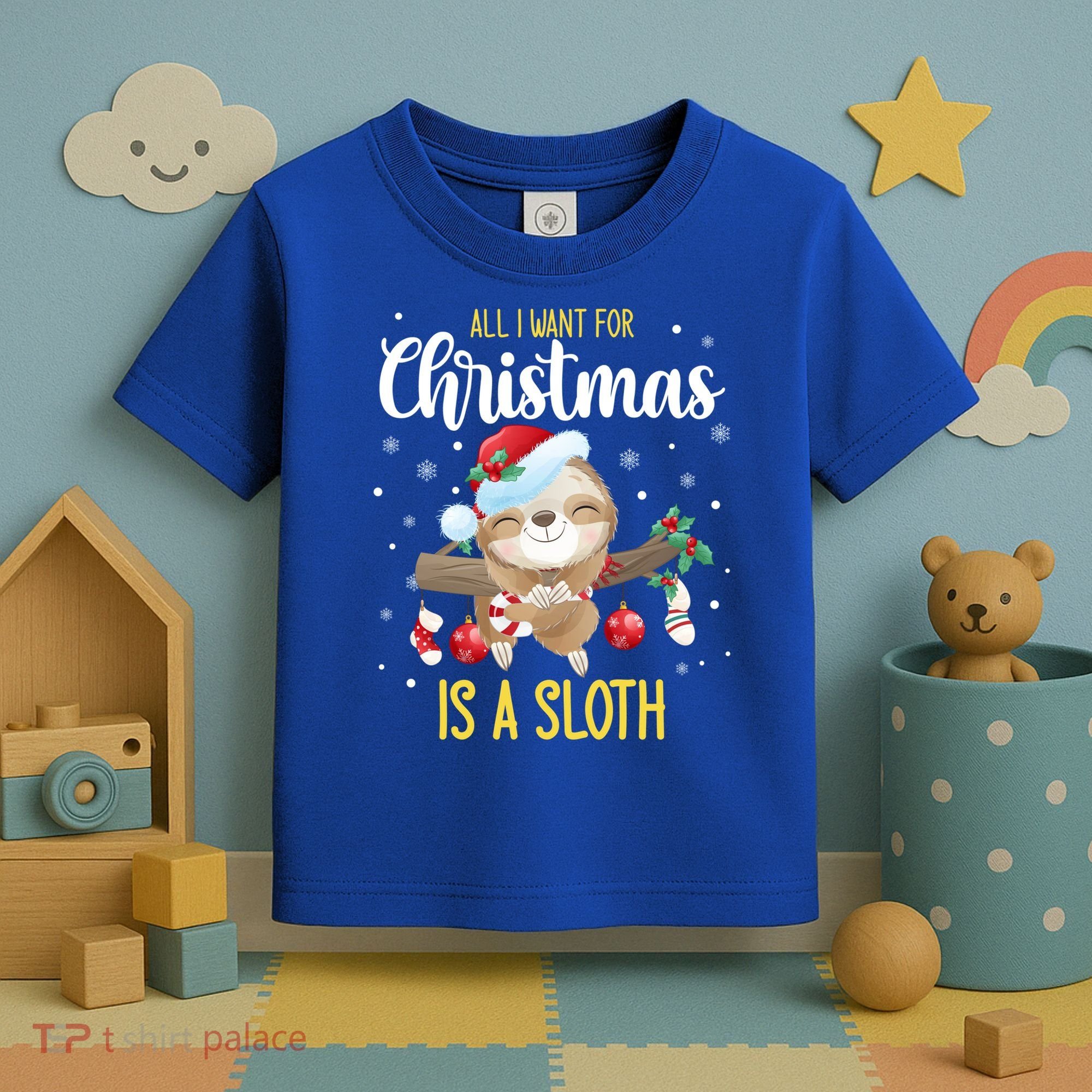 All I Want For Christmas Is A Sloth Funny Sleeping Sloth Gift Toddler T-Shirt
