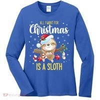 All I Want For Christmas Is A Sloth Funny Sleeping Sloth Gift Women's Long Sleeve Shirt thumb 0