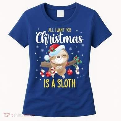 All I Want For Christmas Is A Sloth Funny Sleeping Sloth Gift Women's T-Shirt