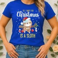 All I Want For Christmas Is A Sloth Funny Sleeping Sloth Gift Women's T-Shirt thumb 2