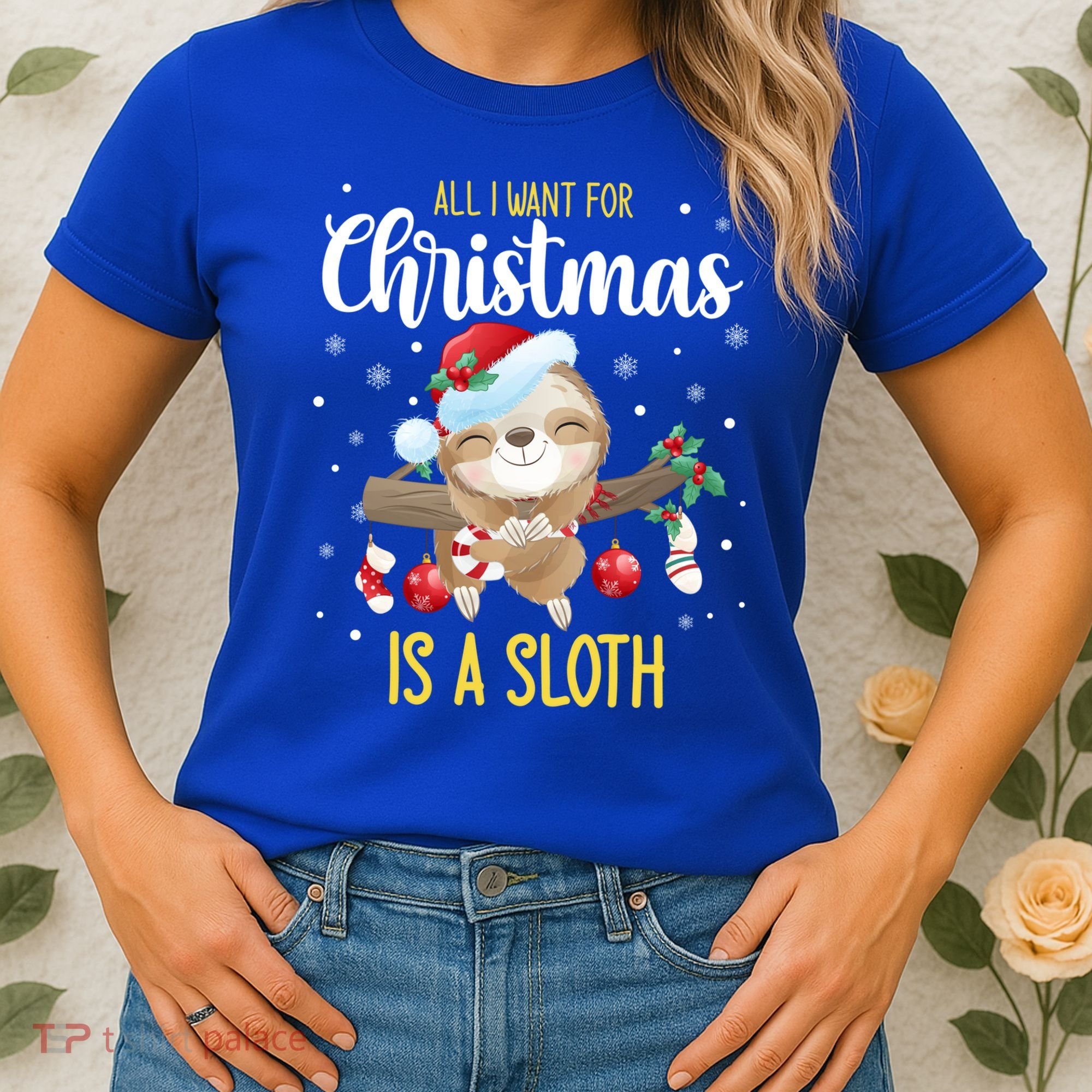 All I Want For Christmas Is A Sloth Funny Sleeping Sloth Gift Women's T-Shirt