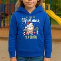 All I Want For Christmas Is A Sloth Funny Sleeping Sloth Gift Kids Hoodie thumb 3