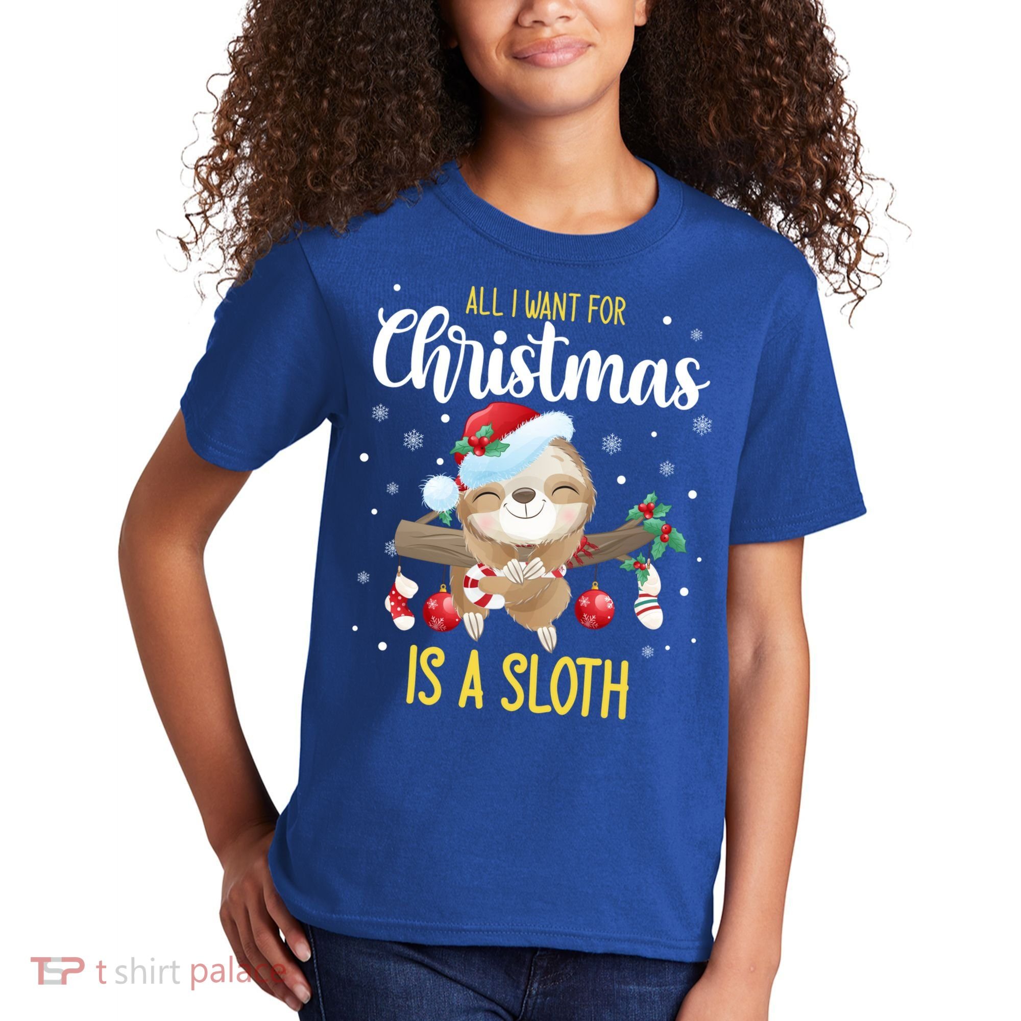 All I Want For Christmas Is A Sloth Funny Sleeping Sloth Gift Kids T-Shirt