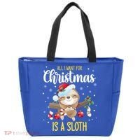 All I Want For Christmas Is A Sloth Funny Sleeping Sloth Gift Tote Bag thumb 0