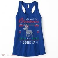 All I Want For Christmas Is A Donkey Ugly Christmas Sweater Gift Women's Tank Top thumb 0