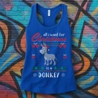 All I Want For Christmas Is A Donkey Ugly Christmas Sweater Gift Women's Tank Top thumb 3