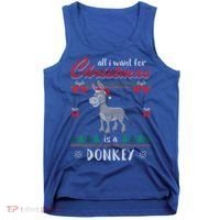 All I Want For Christmas Is A Donkey Ugly Christmas Sweater Gift Tank Top thumb 0