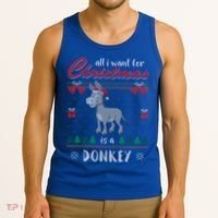 All I Want For Christmas Is A Donkey Ugly Christmas Sweater Gift Tank Top thumb 3