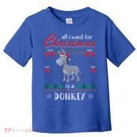 All I Want For Christmas Is A Donkey Ugly Christmas Sweater Gift Toddler T-Shirt thumb 0
