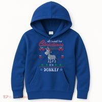 All I Want For Christmas Is A Donkey Ugly Christmas Sweater Gift Kids Hoodie thumb 0