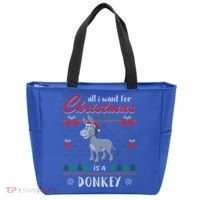 All I Want For Christmas Is A Donkey Ugly Christmas Sweater Gift Tote Bag thumb 0