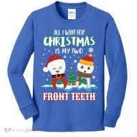All I Want For Christmas Is My Two Front Teeth Xmas Gift Kids Long Sleeve Shirt thumb 0