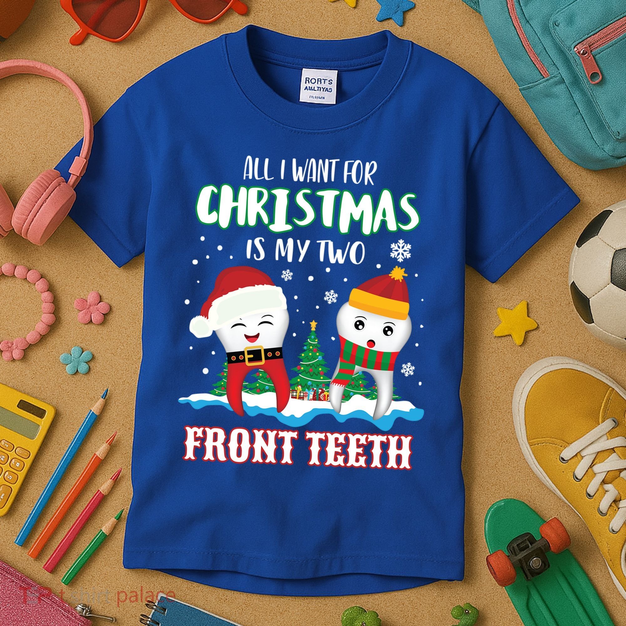 All I Want For Christmas Is My Two Front Teeth Xmas Gift Kids T-Shirt