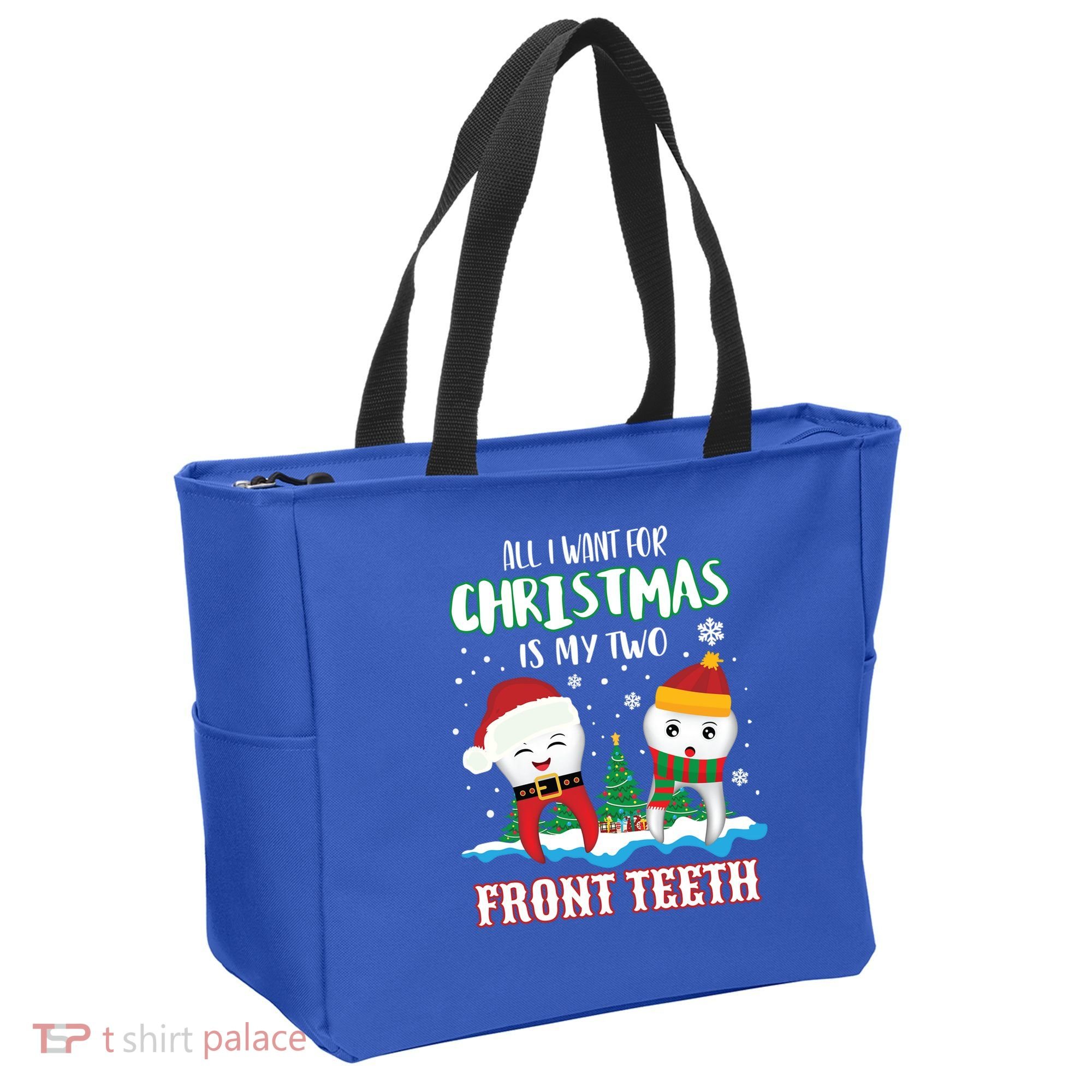 All I Want For Christmas Is My Two Front Teeth Xmas Gift Tote Bag