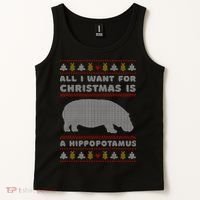 All I Want For Christmas Is A Hippopotamus Cute Ugly Christmas Tank Top thumb 2