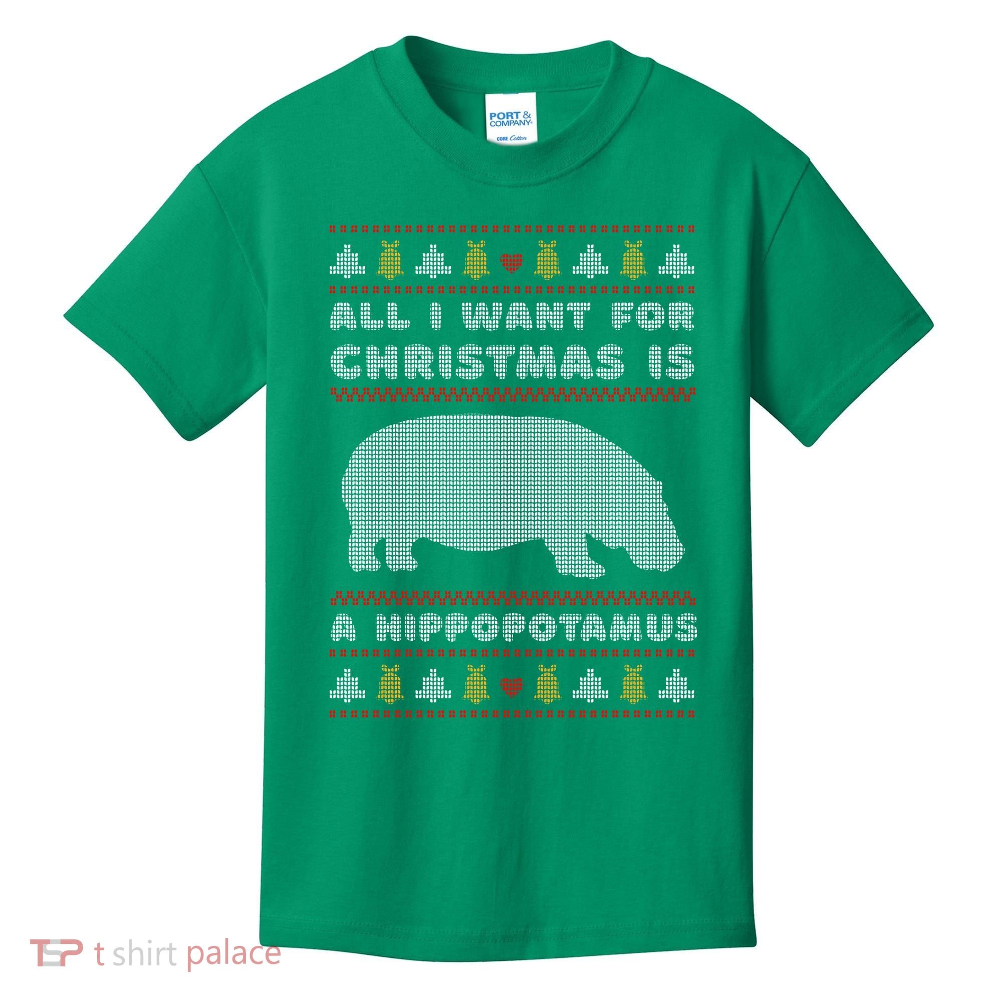 All I Want For Christmas Is A Hippopotamus Cute Ugly Christmas Kids T-Shirt