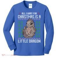 All I Want For Christmas Is A Dragon Ugly Xmas Sweater Gift Kids Long Sleeve Shirt thumb 0